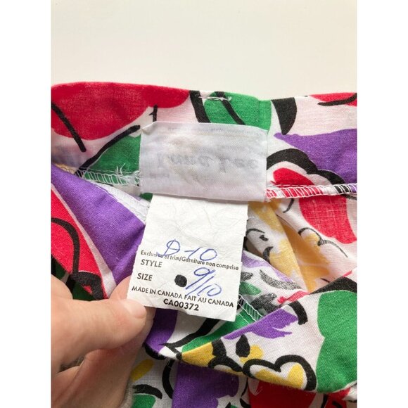 Vintage 90's LANA LEE Floral Print Cotton Pleated A-Line Midi Skirt, Size 9/10 - Picture 12 of 13